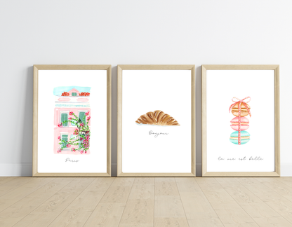 Printable Paris La vie est Belle- Set of 3 watercolor Instant Download & print