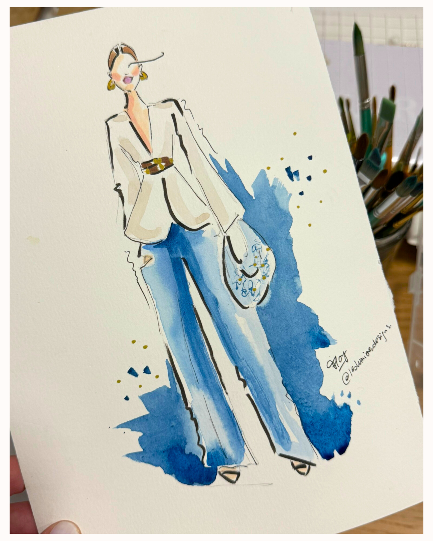 Personalized Mixed Media Sketch Portrait – Digital Illustration (Printable PDF)