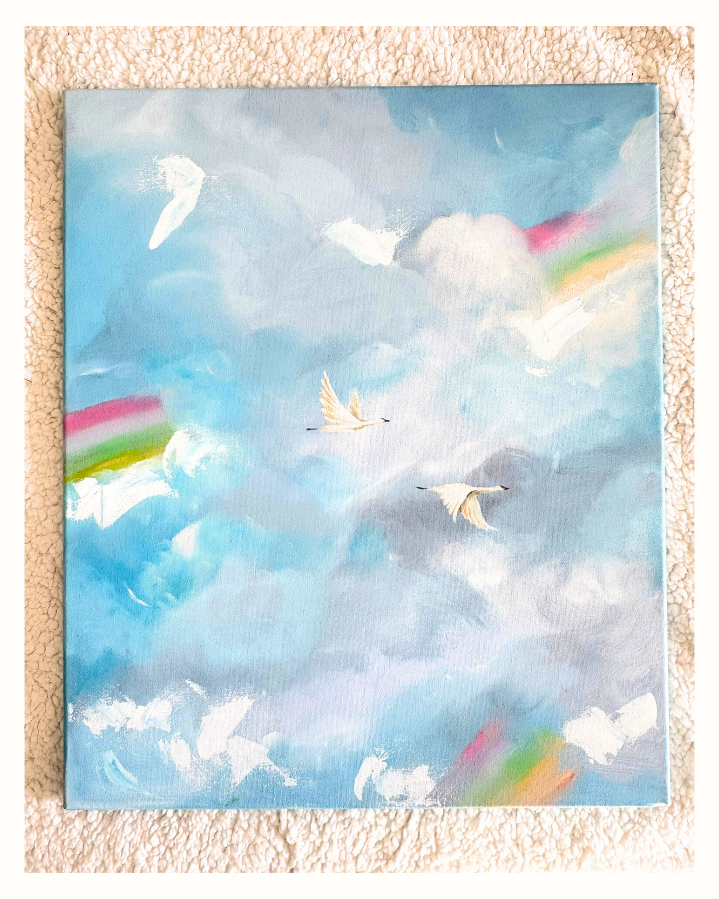 Flying Together Through Storms and Rainbows Original Art