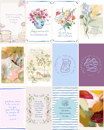 Psalms Spanish Bible Verse Printable Pack 30 designs Christian Wall Art – Digital Download