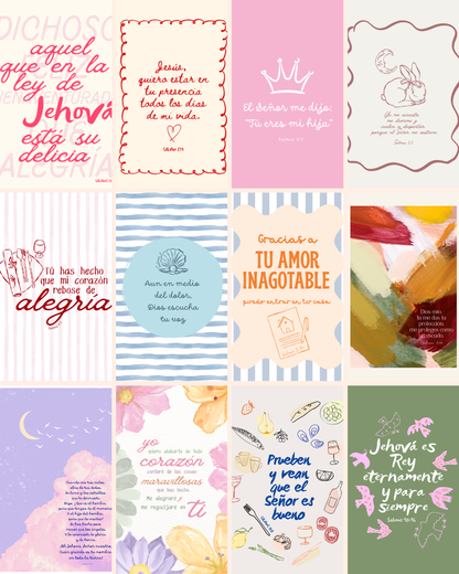 Psalms Spanish Bible Verse Printable Comercial use Pack 12 designs+12 free– Christian Wall Art – Digital Download