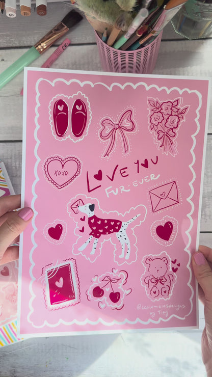 Valentine’s Love you Fur-ever Card -Art Print– Digital Download