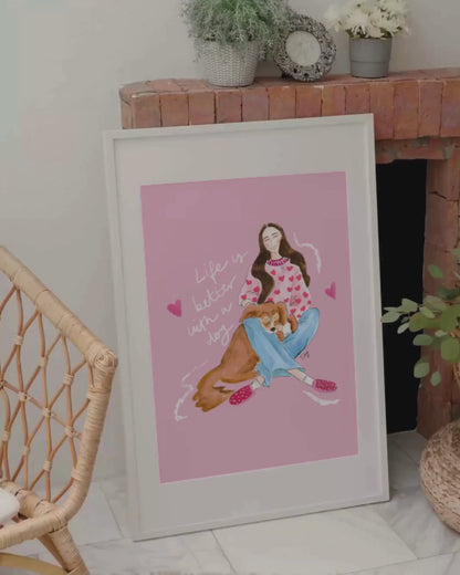 Lady with Dog – Printable Watercolor Art Instant Download | DIY Wall Art & Cards