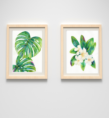 Conjunto tropical acuarela